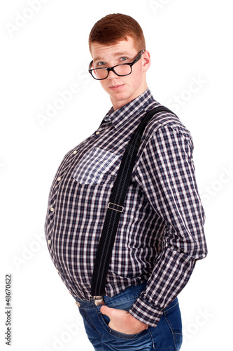 Photo: Portrait of young man with big belly Portrait of young man with big belly