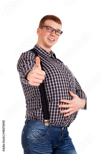 Photo: Portrait of young man with big belly Portrait of young man with big belly