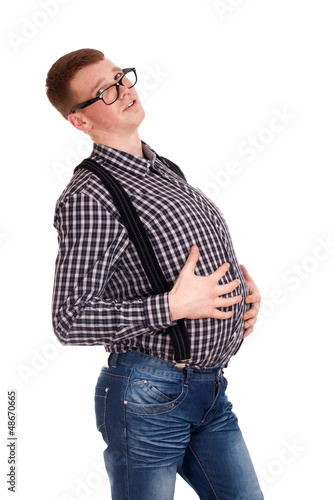 Photo: Portrait of young man with big belly Portrait of young man with big belly