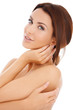 Alluring beautiful woman posing topless