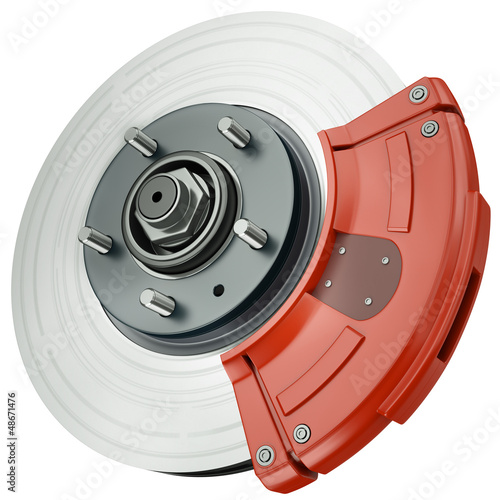 Illustration: Car disc brake, 3D render Car disc brake, 3D render