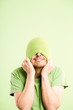funny man portrait real people high definition green background