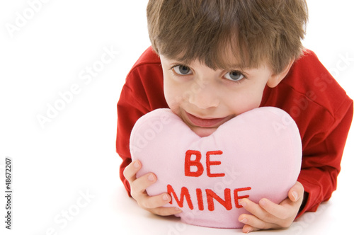 Photo: Cute Boy with Be Mine Valentines Day Pillow Cute Boy with Be Mine Valentines Day Pillow