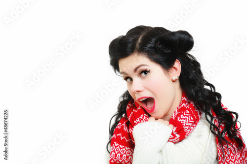 Photo: bright picture of surprised woman face over white bright picture of surprised woman face over white