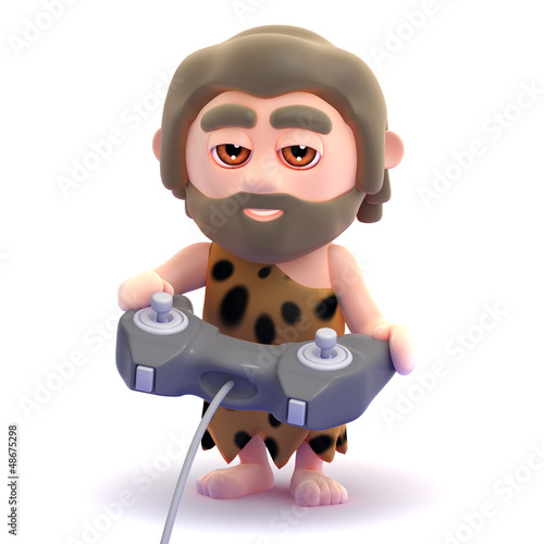 Illustration: Caveman plays videogames all day Caveman plays videogames all day