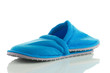A pair of blue slippers