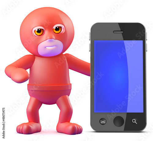 Illustration: Superhero with his smartphone Superhero with his smartphone