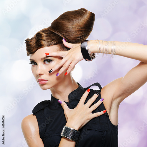 Photo: Beautiful glamour girl with creative hairstyle Beautiful glamour girl with creative hairstyle