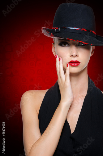 Photo: Beautiful glamour woman with bright sexy red lips Beautiful glamour woman with bright sexy red lips