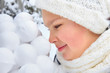Photo: Girl with snowballs Girl with snowballs