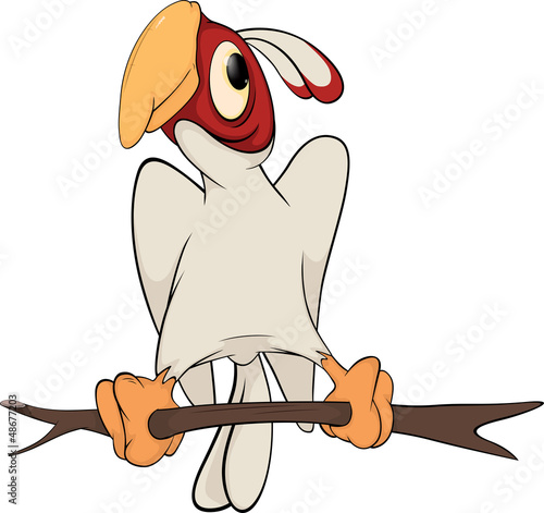 Vector: Parrot on a tree. Cartoon Parrot on a tree. Cartoon