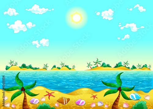 Vector: Seashore and ocean. Seashore and ocean.