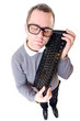 Photo: Man keep computer keyboard Man keep computer keyboard