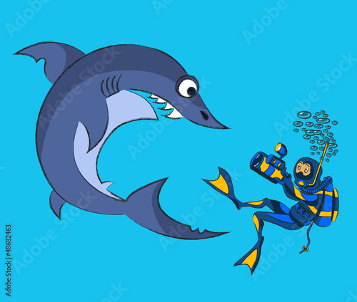 Vector: Photographing of a shark Photographing of a shark