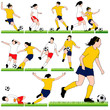 12 Female Soccer Silhouettes Set