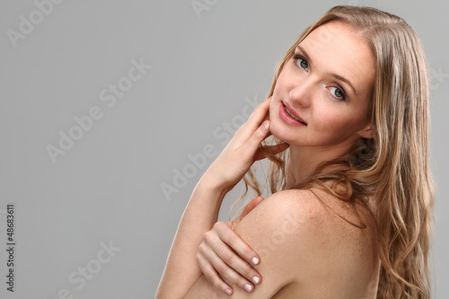 Photo: Beautiful middleaged woman with clear face Beautiful middleaged woman with clear face
