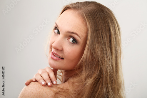 Photo: Beautiful middleaged woman with clear face Beautiful middleaged woman with clear face