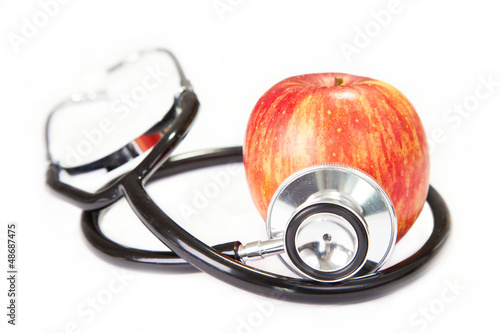 Photo: Stethoskop mit rotem Apfel Stethoskop mit rotem Apfel