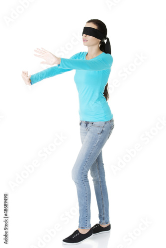 Photo: Young woman blindfold Young woman blindfold
