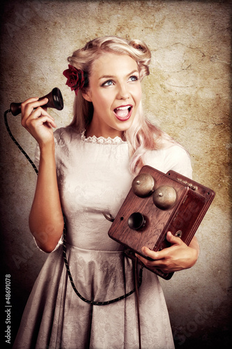 Photo: Surprised Telephone Operator With Good Or Bad News Surprised Telephone Operator With Good Or Bad News