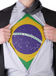 Business man with Brazilian flag t-shirt