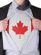 Business man with Canadian flag t-shirt
