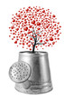 Heart tree in the water can on the chair
