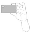 A man is holding a black cameraphone shot over white background