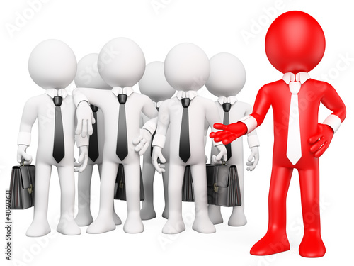 Illustration: 3D white people. Work team 3D white people. Work team
