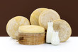 cheese composition with jug of milk