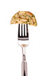 Knödel aus Brezel auf einer Gabel
