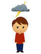 Angry boy with dark cloud above