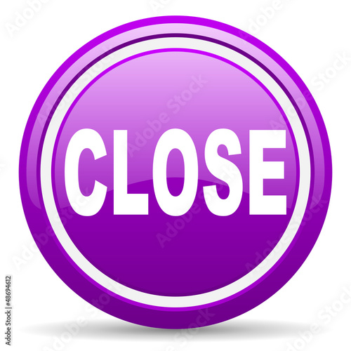 Illustration: close violet glossy icon on white background close violet glossy icon on white background
