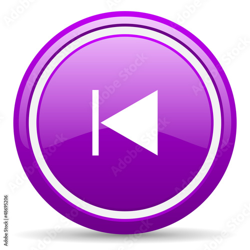 Illustration: prev violet glossy icon on white background prev violet glossy icon on white background