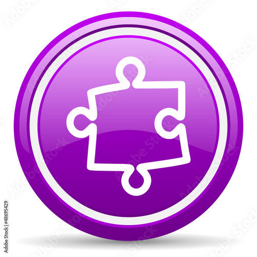 Illustration: puzzle violet glossy icon on white background puzzle violet glossy icon on white background