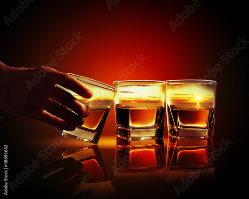 Photo: Three glasses of whiskey Three glasses of whiskey
