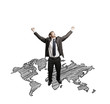 man and drawing map