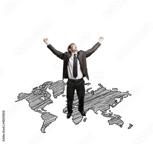 Photo: man and drawing map man and drawing map