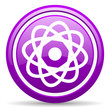 atom violet glossy icon on white background