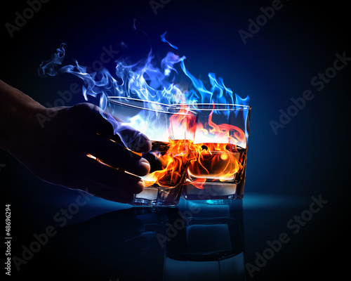 Photo: Two glasses of burning absinthe Two glasses of burning absinthe
