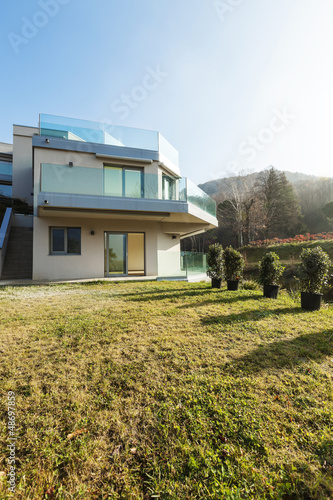 Photo: modern architecture, view from the ground, big house modern architecture, view from the ground, big house