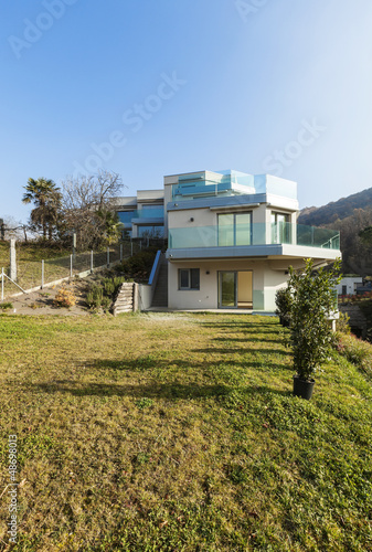 Photo: modern architecture, view from the ground, big house modern architecture, view from the ground, big house
