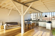 Photo: interior wide loft, beams and wooden floor interior wide loft, beams and wooden floor
