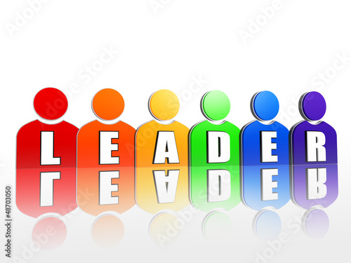 Illustration: leader in colorful person signs leader in colorful person signs