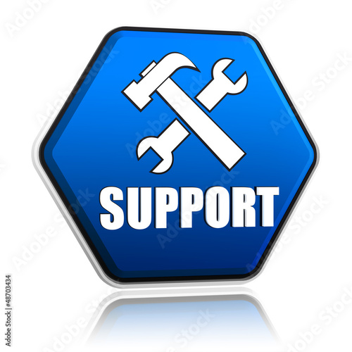 Illustration: support and tools sign in hexagon button support and tools sign in hexagon button