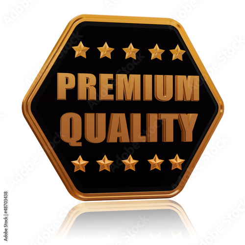 Illustration: premium quality five star hexagon button premium quality five star hexagon button