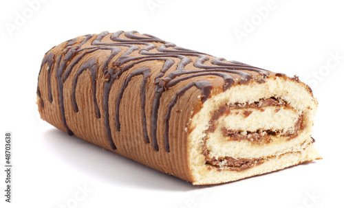 Photo: Sweet roll on white background Sweet roll on white background