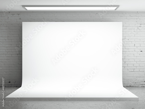 Illustration: three empty poster on wall in grunge room three empty poster on wall in grunge room