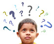 Young indian boy puzzled over many confusing questions without s
