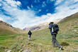 two tourist hiking in india mountains